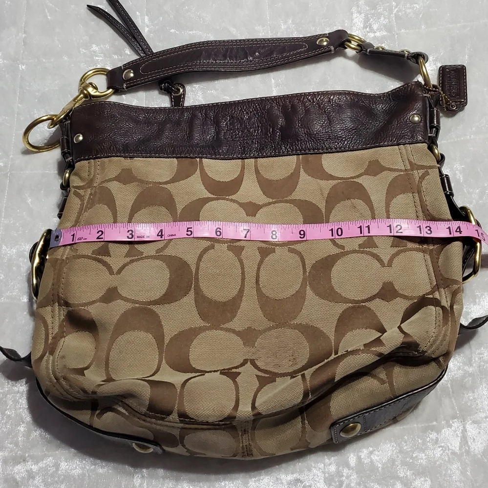Coach Signature Brown Zoe Hobo Bag - Picture 13 of 13